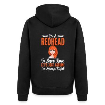 Redhead Gifts - Unisex Premium Bio Zip Hoodie - Schwarz - Hinten - Nico (187cm)