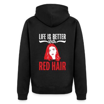 Redhead Gifts - Unisex Premium Bio Zip Hoodie - Schwarz - Hinten - Nico (187cm)