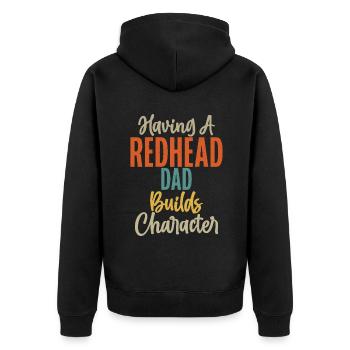 Redhead Gifts - Unisex Premium Bio Zip Hoodie - Schwarz - Hinten - Nico (187cm)