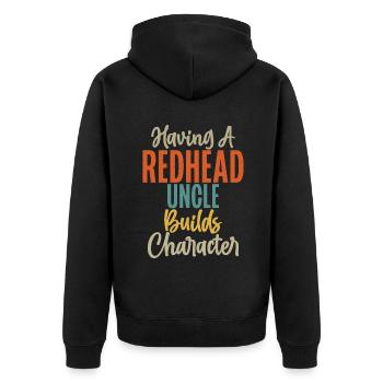 Redhead Gifts - Unisex Premium Bio Zip Hoodie - Schwarz - Hinten - Nico (187cm)