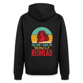 Redhead Gifts - Unisex Premium Bio Zip Hoodie - Schwarz - Hinten - Nico (187cm)