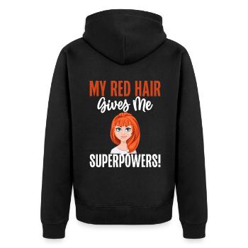 Redhead Gifts - Unisex Premium Bio Zip Hoodie - Schwarz - Hinten - Nico (187cm)