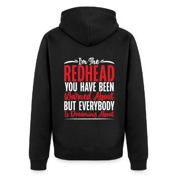 Redhead Gifts - Unisex Premium Bio Zip Hoodie - Schwarz - Hinten - Nico (187cm)