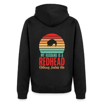 Redhead Gifts - Unisex Premium Bio Zip Hoodie - Schwarz - Hinten - Nico (187cm)