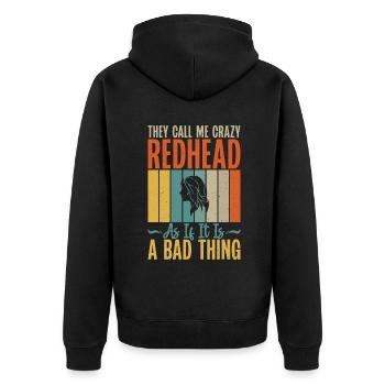 Redhead Gifts - Unisex Premium Bio Zip Hoodie - Schwarz - Hinten - Nico (187cm)