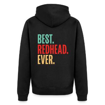 Redhead Gifts - Unisex Premium Bio Zip Hoodie - Schwarz - Hinten - Nico (187cm)