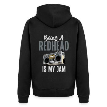 Redhead Gifts - Unisex Premium Bio Zip Hoodie - Schwarz - Hinten - Nico (187cm)