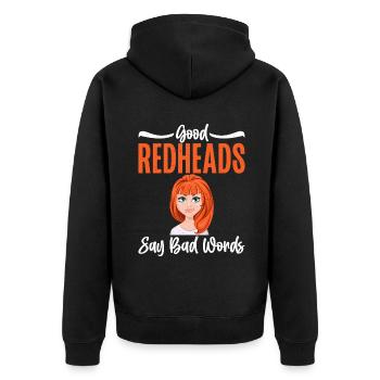 Redhead Gifts - Unisex Premium Bio Zip Hoodie - Schwarz - Hinten - Nico (187cm)