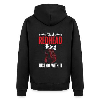 Redhead Gifts - Unisex Premium Bio Zip Hoodie - Schwarz - Hinten - Nico (187cm)