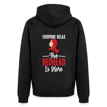 Redhead Gifts - Unisex Premium Bio Zip Hoodie - Schwarz - Hinten - Nico (187cm)