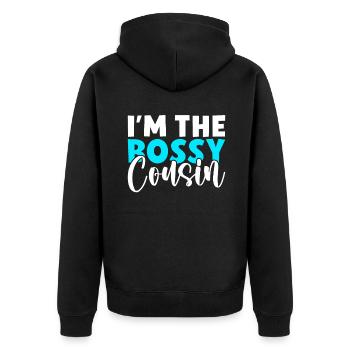 Cousin Gifts - Unisex Premium Organic Zip Hoodie - black - Back - Nico (187cm)