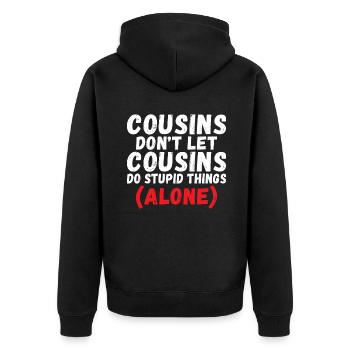 Cousin Gifts - Unisex Premium Organic Zip Hoodie - black - Back - Nico (187cm)