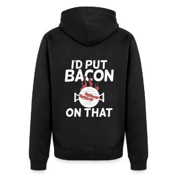 Funny Bacon Gifts - Unisex Premium Organic Zip Hoodie - black - Back - Nico (187cm)