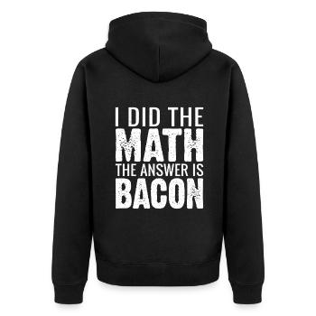 Funny Bacon Gifts - Unisex Premium Organic Zip Hoodie - black - Back - Nico (187cm)