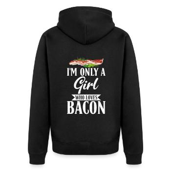 Funny Bacon Gifts - Unisex Premium Organic Zip Hoodie - black - Back - Nico (187cm)