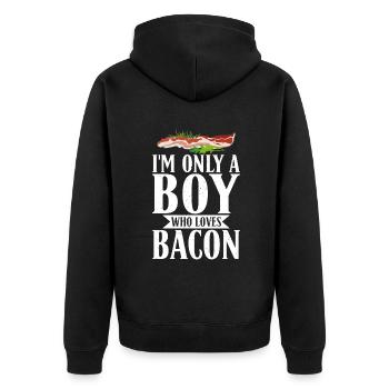Funny Bacon Gifts - Unisex Premium Organic Zip Hoodie - black - Back - Nico (187cm)
