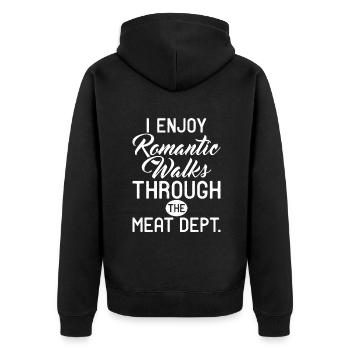 Funny Bacon Gifts - Unisex Premium Organic Zip Hoodie - black - Back - Nico (187cm)