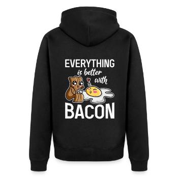 Funny Bacon Gifts - Unisex Premium Organic Zip Hoodie - black - Back - Nico (187cm)