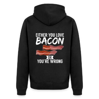 Funny Bacon Gifts - Unisex Premium Organic Zip Hoodie - black - Back - Nico (187cm)