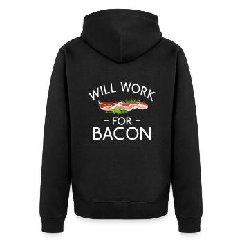 Funny Bacon Gifts - Unisex Premium Organic Zip Hoodie - black - Back - Nico (187cm)