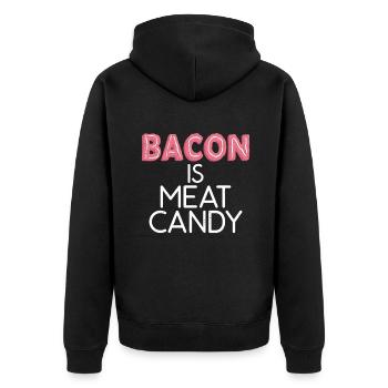 Funny Bacon Gifts - Unisex Premium Organic Zip Hoodie - black - Back - Nico (187cm)
