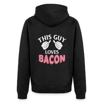 Funny Bacon Gifts - Unisex Premium Organic Zip Hoodie - black - Back - Nico (187cm)