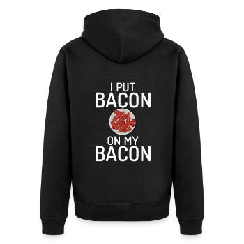 Funny Bacon Gifts - Unisex Premium Organic Zip Hoodie - black - Back - Nico (187cm)