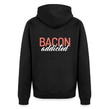Funny Bacon Gifts - Unisex Premium Organic Zip Hoodie - black - Back - Nico (187cm)