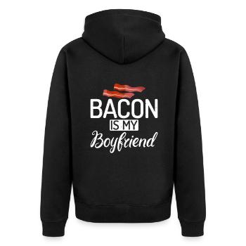 Funny Bacon Gifts - Unisex Premium Organic Zip Hoodie - black - Back - Nico (187cm)