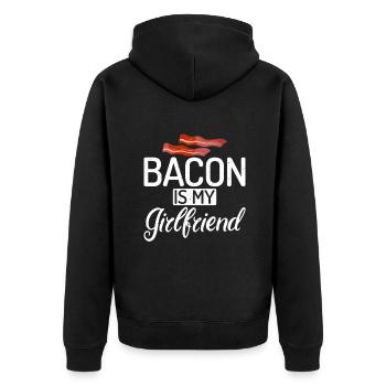 Funny Bacon Gifts - Unisex Premium Organic Zip Hoodie - black - Back - Nico (187cm)