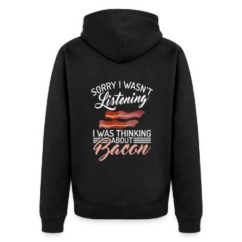 Funny Bacon Gifts - Unisex Premium Organic Zip Hoodie - black - Back - Nico (187cm)