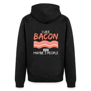 Funny Bacon Gifts - Unisex Premium Organic Zip Hoodie - black - Back - Nico (187cm)
