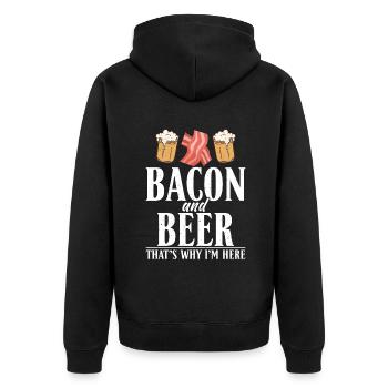 Funny Bacon Gifts - Unisex Premium Organic Zip Hoodie - black - Back - Nico (187cm)