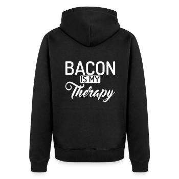 Funny Bacon Gifts - Unisex Premium Organic Zip Hoodie - black - Back - Nico (187cm)