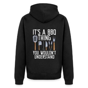 Grillades Barbecue Grillades - Veste à capuche bio Premium Unisexe - noir - Dos - Nico (187cm)