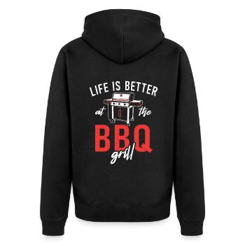 Grillades Barbecue Grillades - Veste à capuche bio Premium Unisexe - noir - Dos - Nico (187cm)