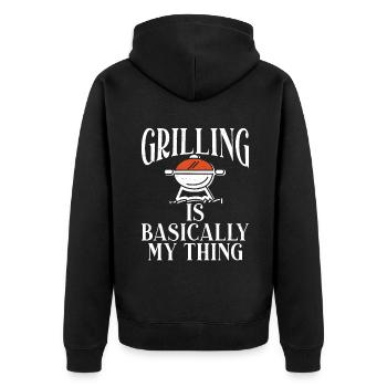 Grill Barbecue Grilling - Unisex Premium Bio Zip Hoodie - Schwarz - Hinten - Nico (187cm)