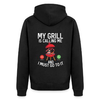 Grillades Barbecue Grillades - Veste à capuche bio Premium Unisexe - noir - Dos - Nico (187cm)