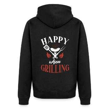 Grill Barbecue Grilling - Unisex Premium Bio Zip Hoodie - Schwarz - Hinten - Nico (187cm)