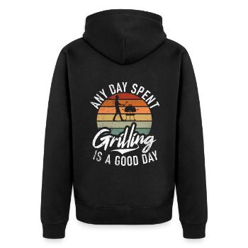 Grill Barbecue Grilling - Unisex Premium Bio Zip Hoodie - Schwarz - Hinten - Nico (187cm)