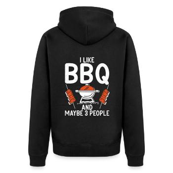 Grill Barbecue Grilling - Unisex Premium Bio Zip Hoodie - Schwarz - Hinten - Nico (187cm)