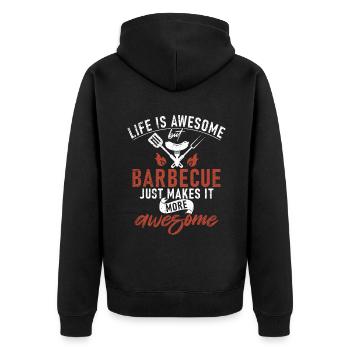 Grillades Barbecue Grillades - Veste à capuche bio Premium Unisexe - noir - Dos - Nico (187cm)