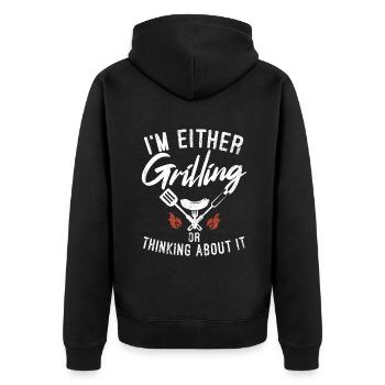 Grillades Barbecue Grillades - Veste à capuche bio Premium Unisexe - noir - Dos - Nico (187cm)