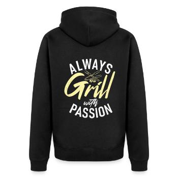 Grill Barbecue Grilling - Unisex Premium Bio Zip Hoodie - Schwarz - Hinten - Nico (187cm)