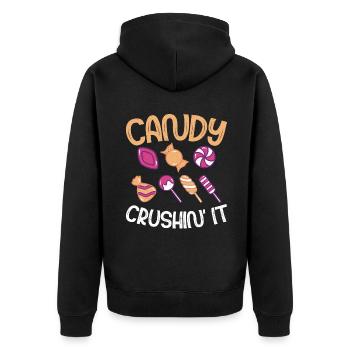 Candy Gift - Unisex Premium Organic Zip Hoodie - black - Back - Nico (187cm)