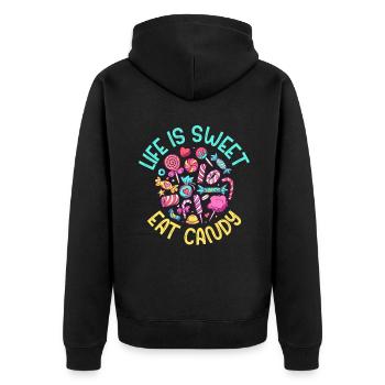 Candy Gift - Unisex Premium Organic Zip Hoodie - black - Back - Nico (187cm)