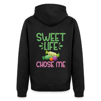 Candy Gift - Unisex Premium Organic Zip Hoodie - black - Back - Nico (187cm)
