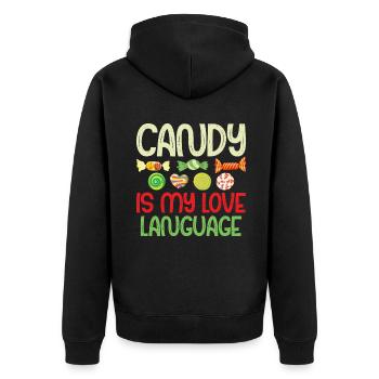 Candy Gift - Unisex Premium Organic Zip Hoodie - black - Back - Nico (187cm)