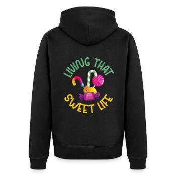 Candy Gift - Unisex Premium Organic Zip Hoodie - black - Back - Nico (187cm)