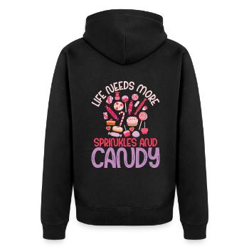 Candy Gift - Unisex Premium Organic Zip Hoodie - black - Back - Nico (187cm)